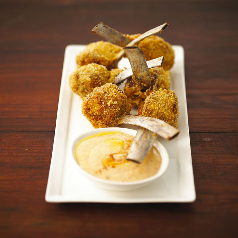 Crunchy stuffed lamb riblets