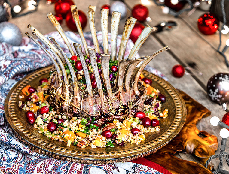 Christmas Lamb Crown Roast with Butternut Farro Salad
